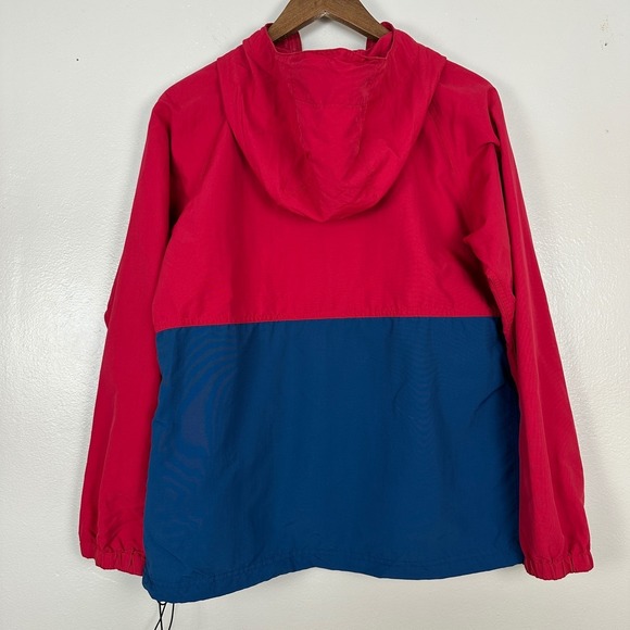 L.L. Bean Women's S Anorak Windbreaker Red Blue Colorblock Pullover Hooded - Picture 2 of 11
